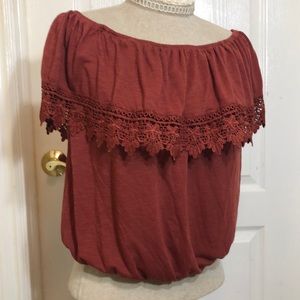 Paper+tee womens off the shoulder top size med very nice autumn color!